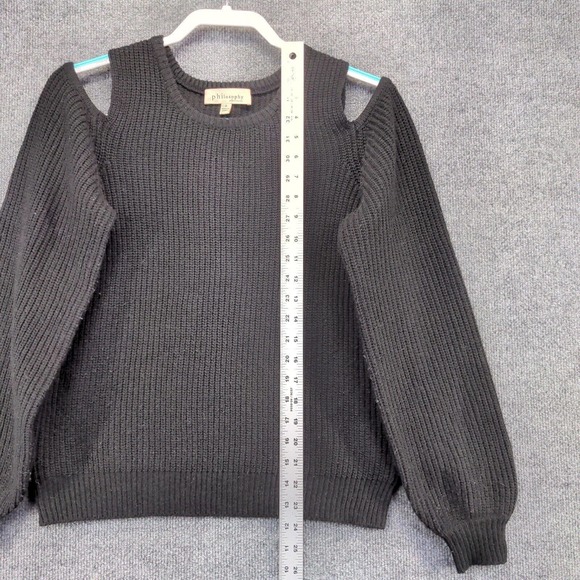 Philosophy Republic Clothing Womens Wool Blend Sweater Black Small Cold Shoulder - Picture 10 of 12